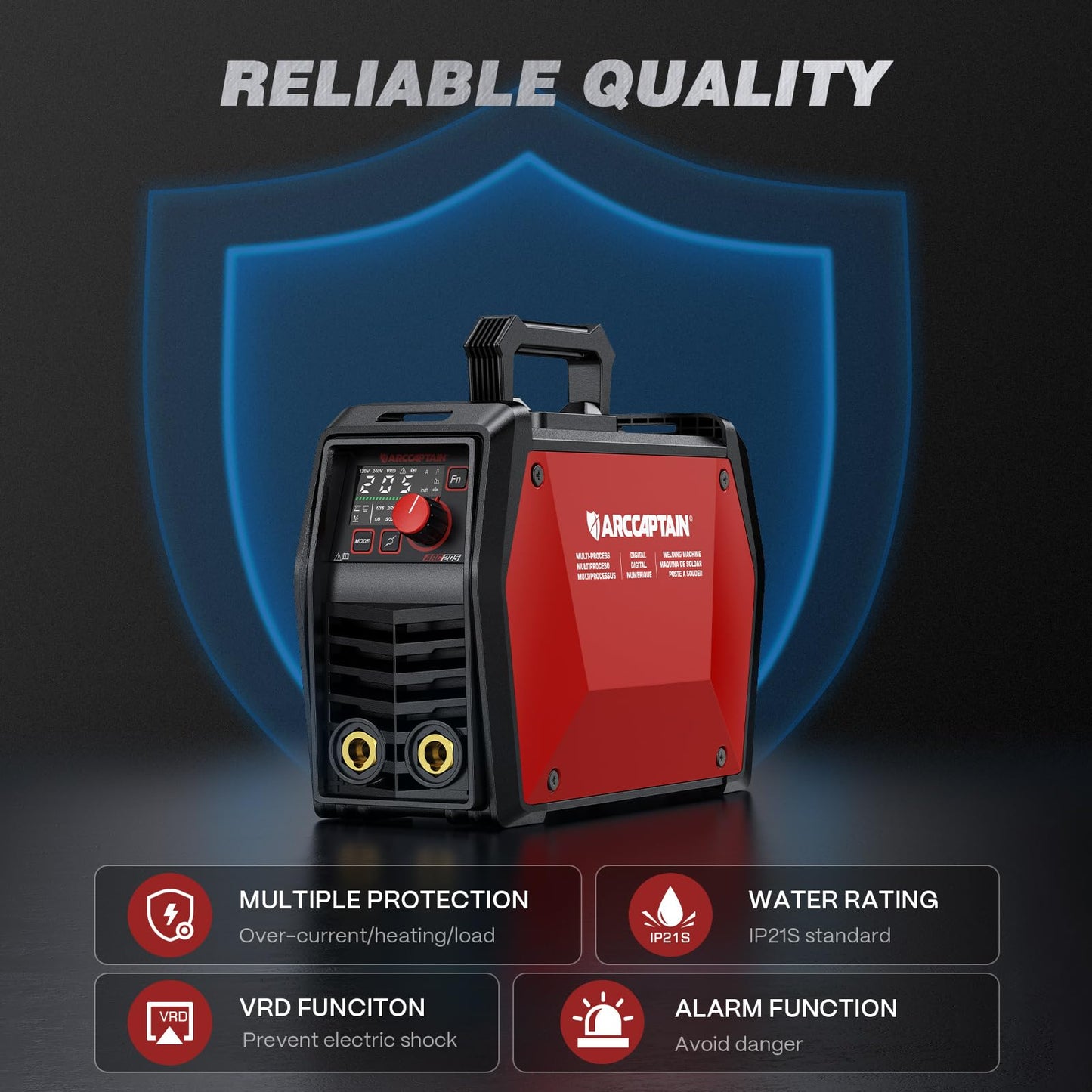 ARCCAPTAIN iControl ARC205 Pro Stick Welder, [APP Control] 205Amp ARC/Lift TIG Welding Machine, Large LED Display, IGBT Inverter 120V/240V MMA Welder with Hot Start, Arc force, and Anti-Stick