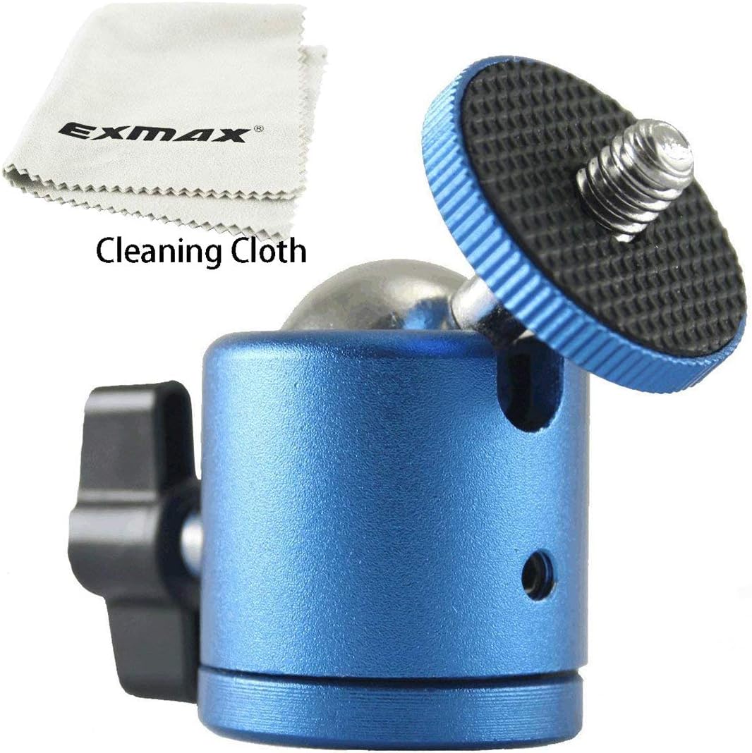 EXMAX 1/4" 360 4.4lbs Mini Ball Head Aluminum Alloy Tripod Ball Head with Screw Thread Base Mount Degree Rotatable