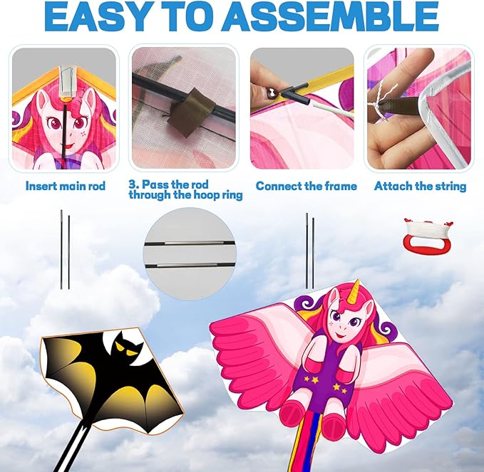 Kite for Kids Ages 3-5 4-8 & Adults, Flying Toys| Beach Toys| Outdoor Toys, Easy to Fly Butterfly Kites with Handle and 328FT Kite String, Large Kites for Boys Girls Birthday Gifts Party Favor Games