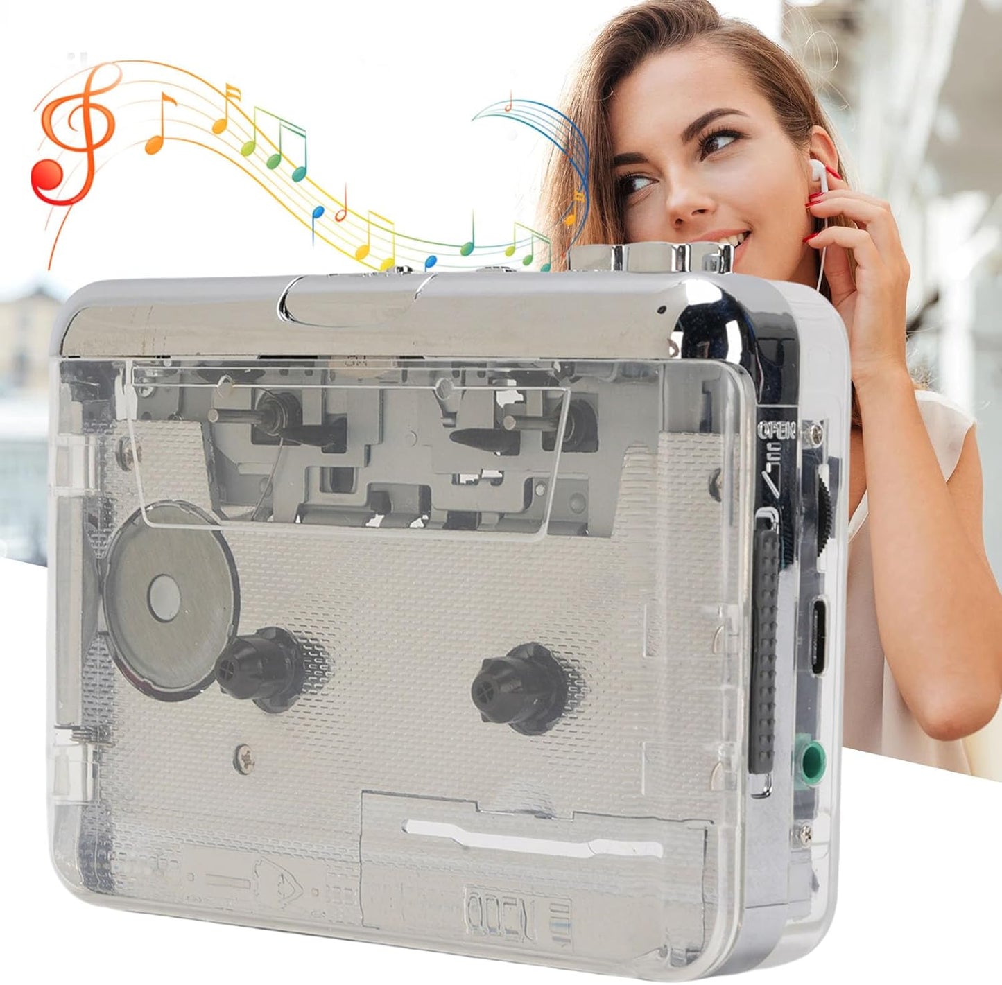Cassette Cassette Cassette MP3 3.5mm Portable Tape Player, Stereo Surround Sound Tape Player, USB to Converter