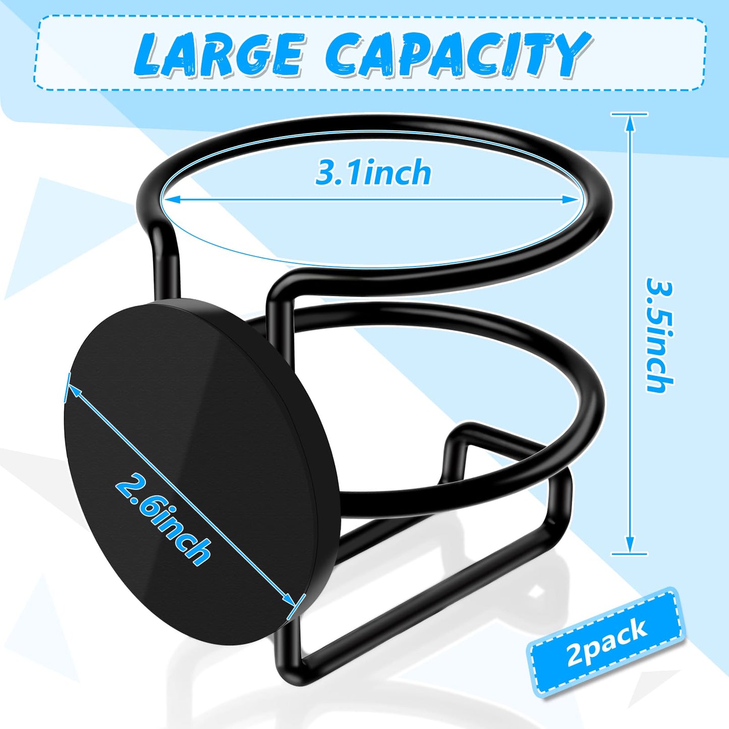 Magnetic Cup Holder, 2 Pack Portable Cup Holder for Tractor Mower Truck Car Fridge, Magnet Cup Drink Holder
