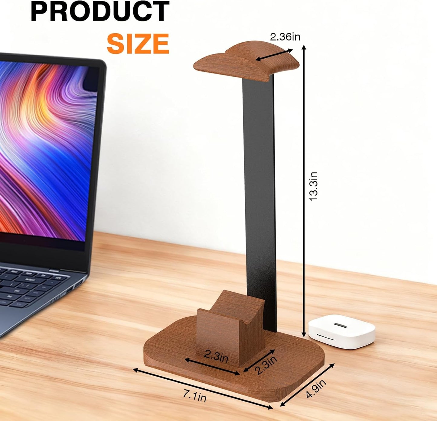 Moginno Headset Walnut Headphone and Controller Stand, Desk Gaming Equipment Wooden Controller Holder, Earphone Hook