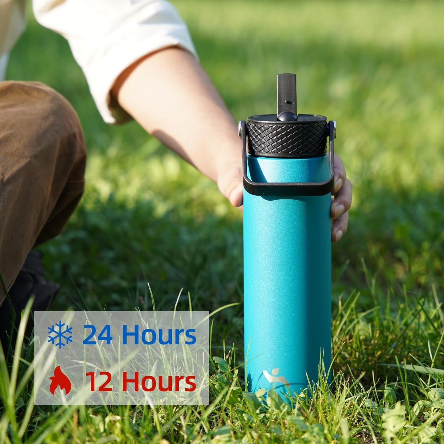 Skiennix 25oz Insulated Stainless Steel Water Bottle - Leakproof BPA-Free with 3 Lids for Gym & Travel | Black