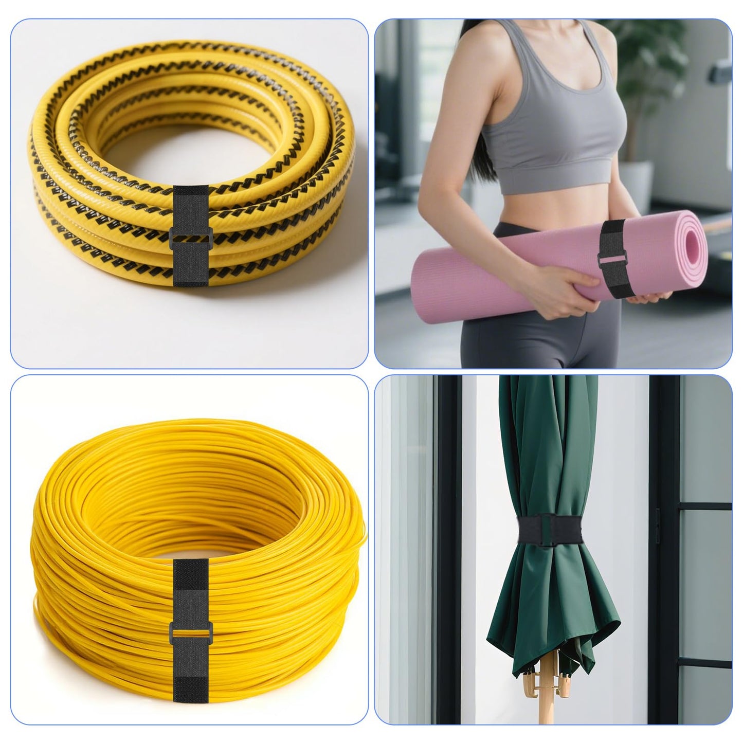 GDSZ LAERSI 1.5In x 20Ft Cinch Straps Nylon Heavy Duty with 25 Buckles, Cut to Length, Black Hook and Loop Straps, Reusable Long Cable Ties for Storage and Cord Organizer