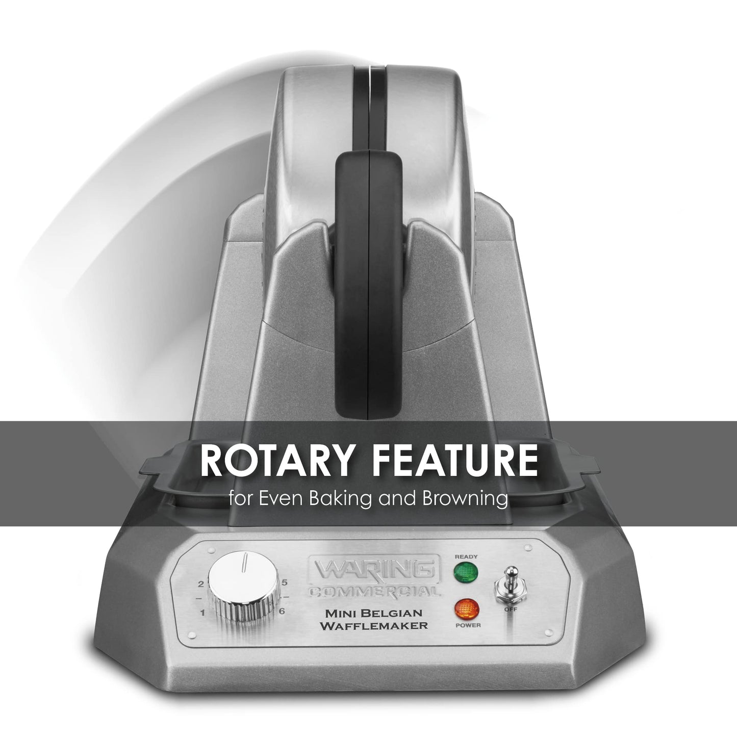 Waring Commercial Mini Belgian Waffle Maker, Rotary Feature for Even Baking, 100 Mini Waffles an Hour, for Restaurants & Commercial Kitchens, NSF Certified, WMB400X