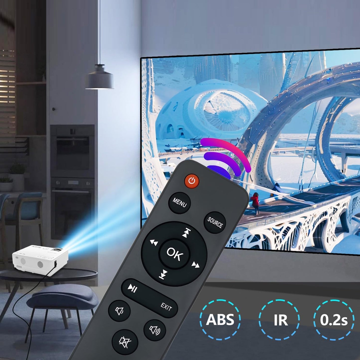 ZECARFA M8-F M8-F A008 V08 M10 HI-04 Control(M8-F Replacement Mini Projector Remote Compatible with AuKing / / NISOO /