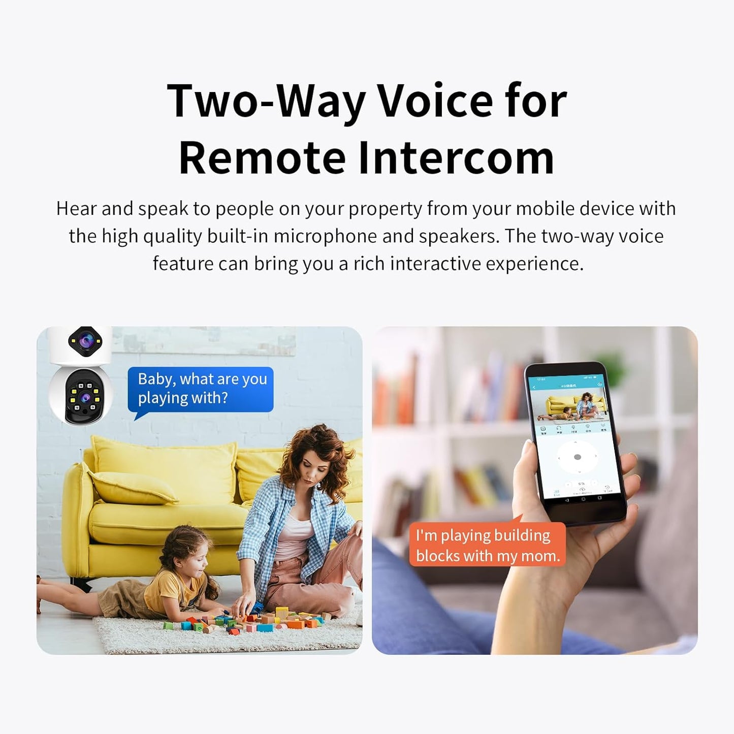 EVERSECU 2K 3MP 2.4GHz 2-Way Dual Lens Indoor Camera, WiFi Camera Wired for Home Baby, AI Motion Detection, Human Auto