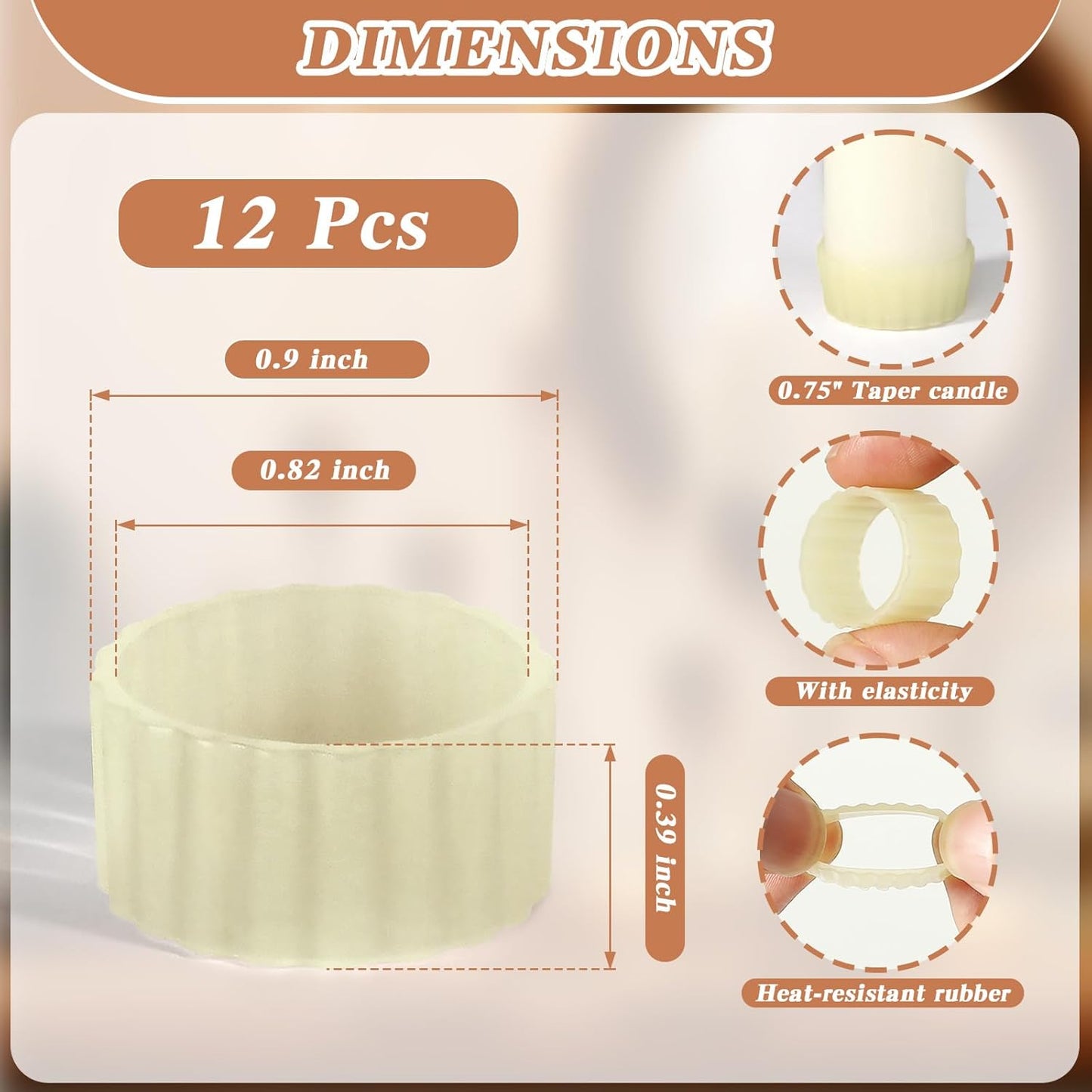 Silicone Candle Grippers by [Brand Name] - 12 Pack Flexible Holders for Taper Candles | Fits 3/4 Inch Standard Candles