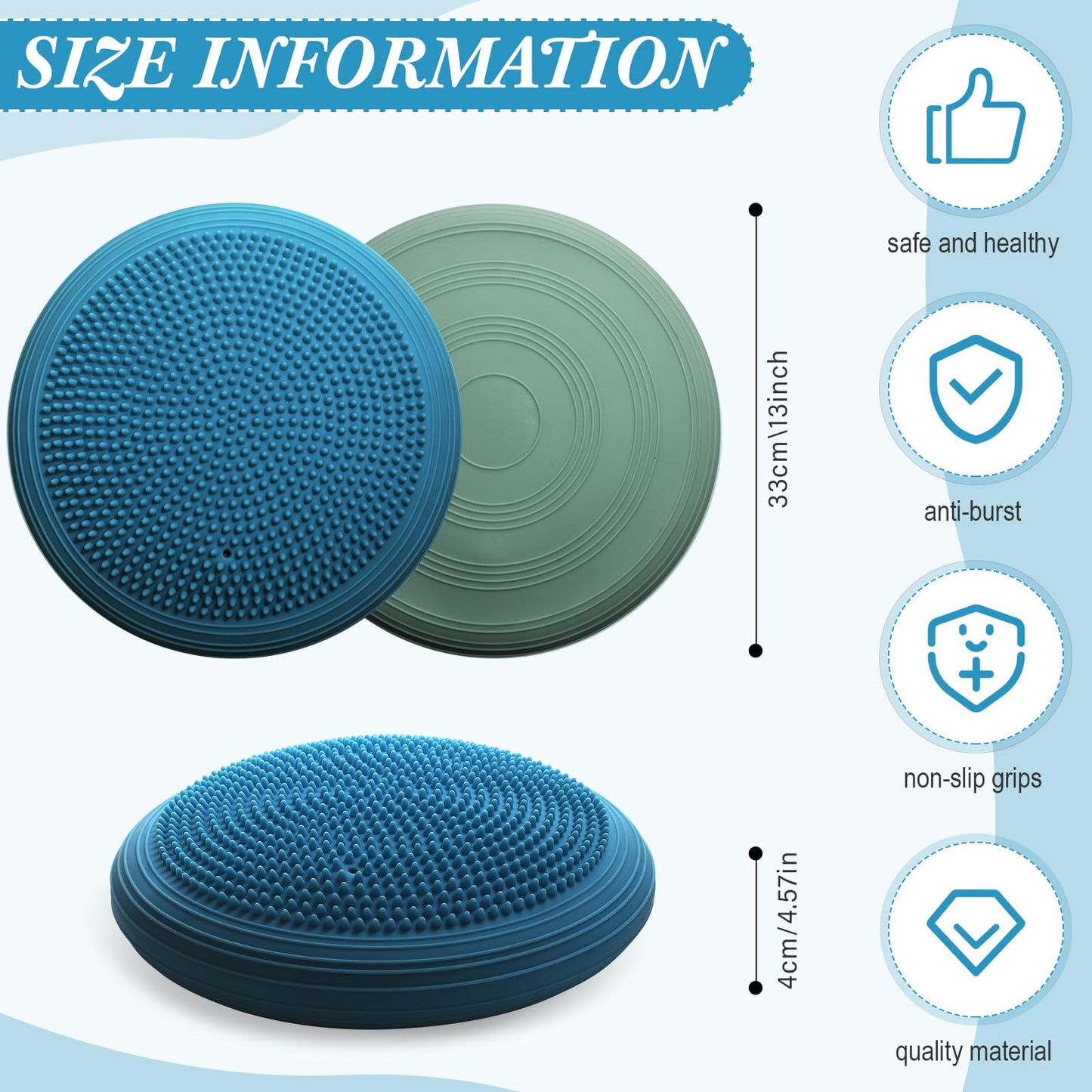 Libima 2 Pcs Wobble Cushion Wiggle Seat Flexible Sensory Seating Balance Disc Board for Men Women Physical Exercise Improving Posture Home Office(Blue and Green)