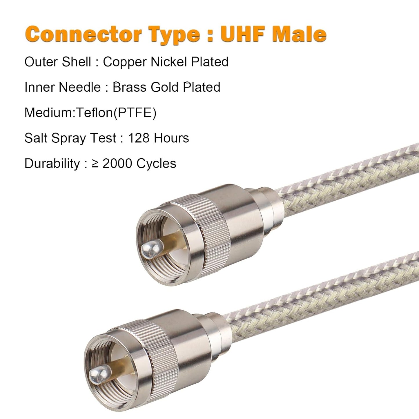 15ft,RG8X PL259 50 Analyzer,Dummy MOOKEERF CB Coax Cable Stranded Core UHF Male to Male Low Loss CB Antenna Cable Ohm