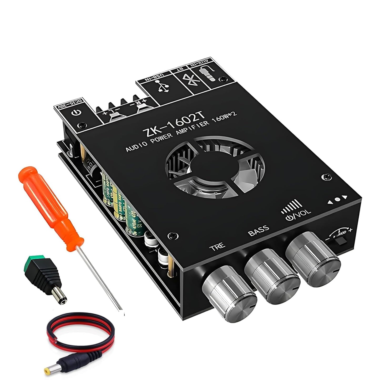 Sigllr 5.0 Board,320W 2.0 Bluetooth Audio Stereo Amplifier HiFi Channel Mini Power Amp Module with Treble & Bass