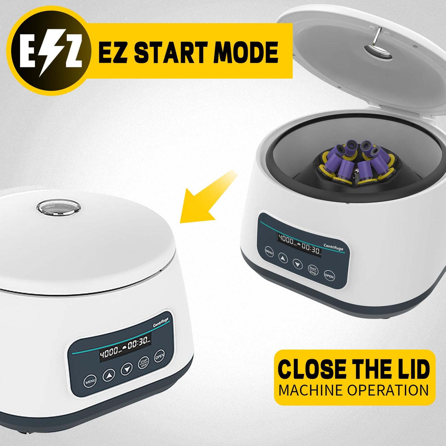 VEVIVOOVY Mini Lab Centrifuge Machine,Low Speed 500-4000rpm Lab Benchtop Centrifuges 2ml/5ml/10ml x 8,15ml x 4,2180xg RCF Digital Benchtop Centrifuges W/Timer