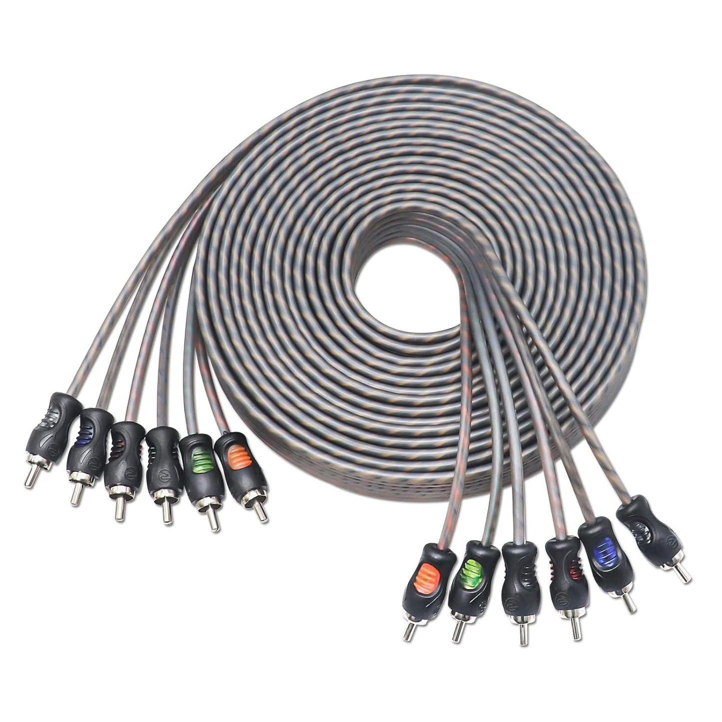 RCI620 100% 20ft 6-Channel RECOIL Oxygen Free Copper RCA Audio Cable, Twisted Pair with Noise Reduction