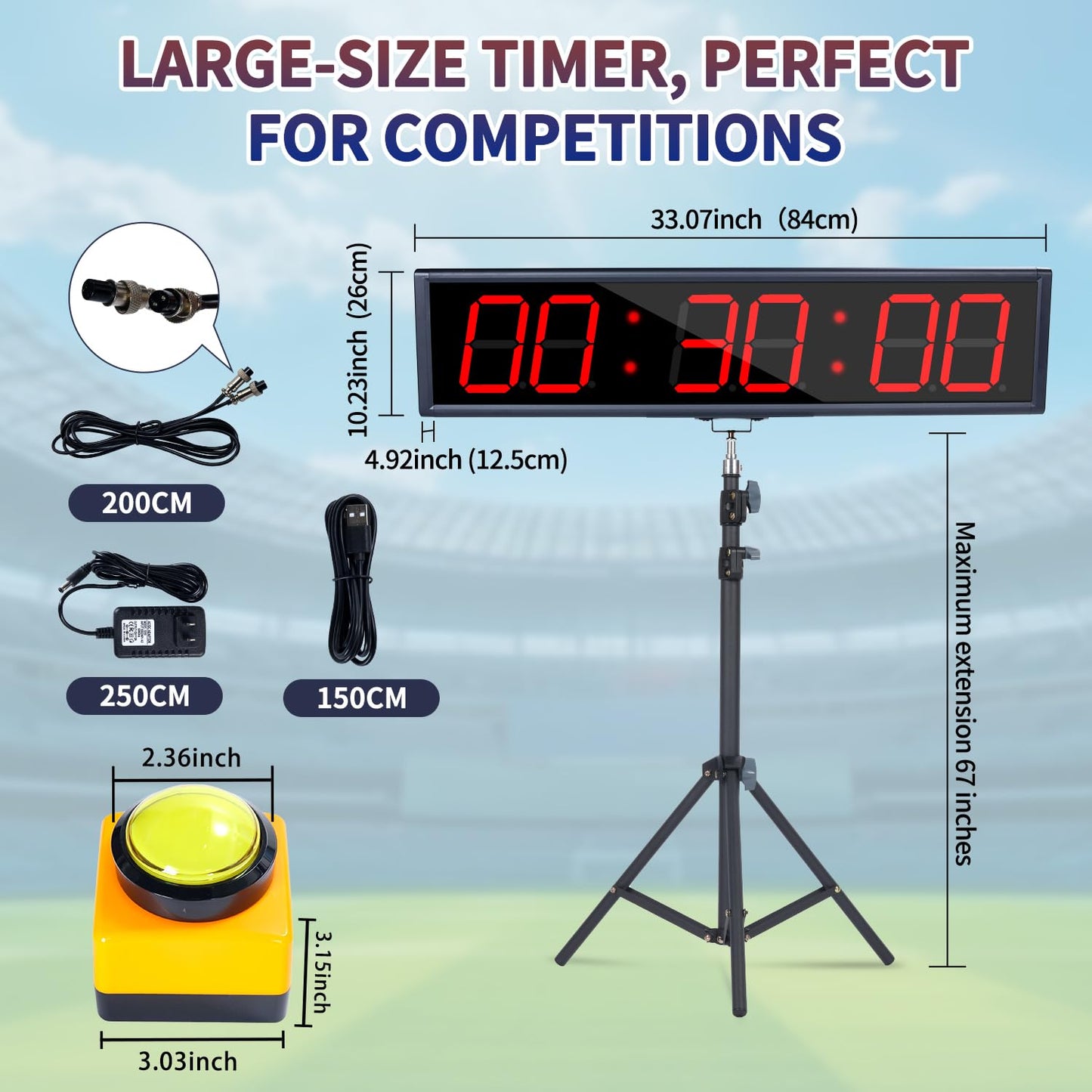 BS-MIAOBO Independent Button Type 1.5-inch Fitness Room Rest Timer, Suitable for Gym Exercise/School/Home Exercise/Boxing Gym/Indoor Rock Climbing (4.2-inch Data PC Transmission Mode)