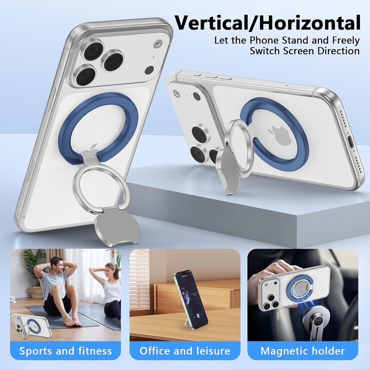 17 16 15 14 13 12 Magnetic Phone Ring Grip for Magsafe, Two-Sided Magnet Gym Finger Ring Kickstand Cell Phone Grip
