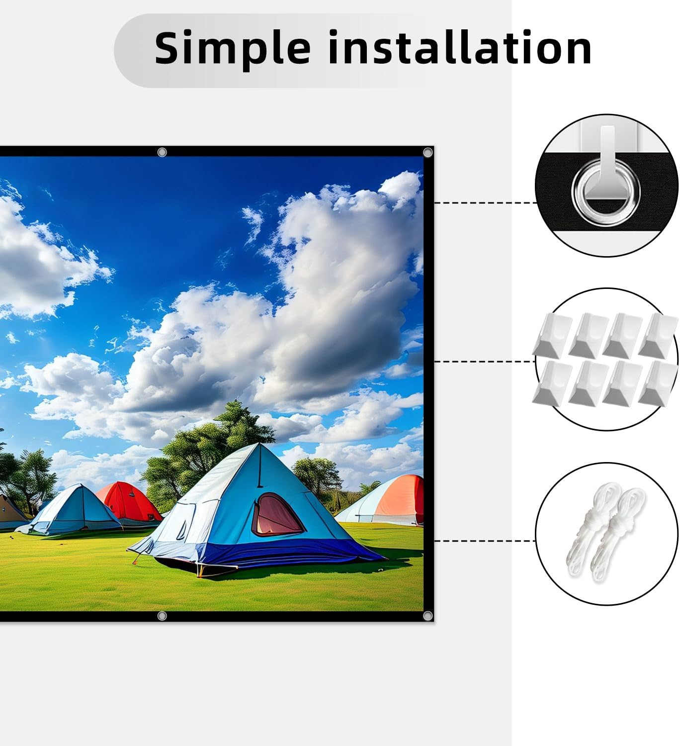 WEDIOU 120 inch: 16:9 4K Outdoor Movie Projector Screen Wrinkle-Free and Foldable Projection Screens HD for Theater.