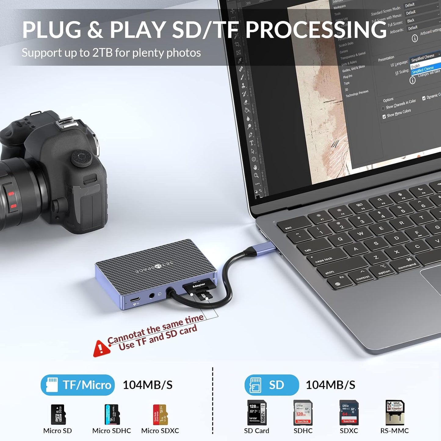 SETMSPACE 5Gbps 100W 3.5 USB C Docking Station, Laptop Docking Station Transfer, USB C Hub HDMI, VGA, SD/TF Reader, PD