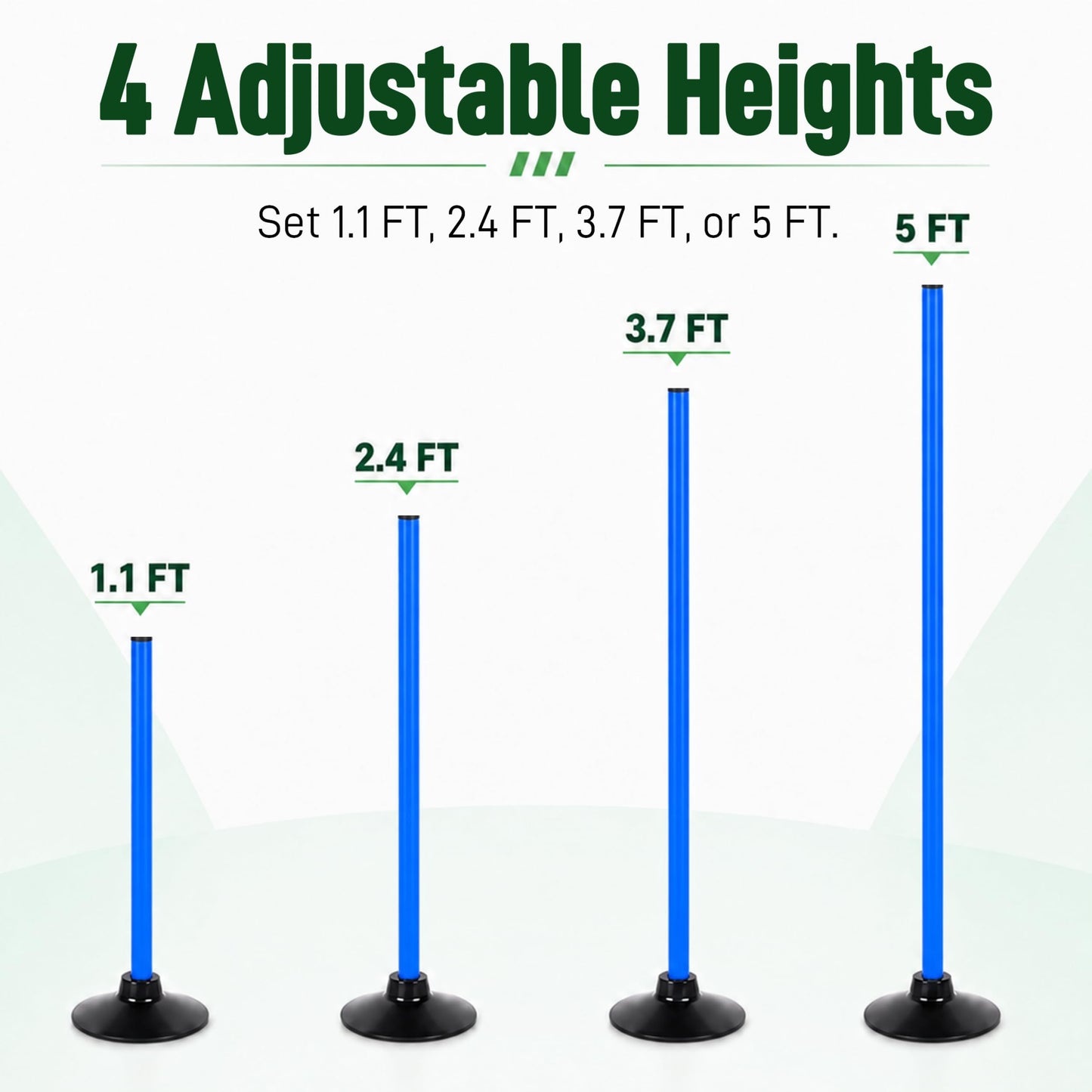 6 Pack Soccer Agility Training Poles, 5 FT Adjustable Speed and Agility Training Equipment for Football/Basketball/ Dog Practice, Bending Poles for Horses with Rubber Bases and Carry Bag (Blue)