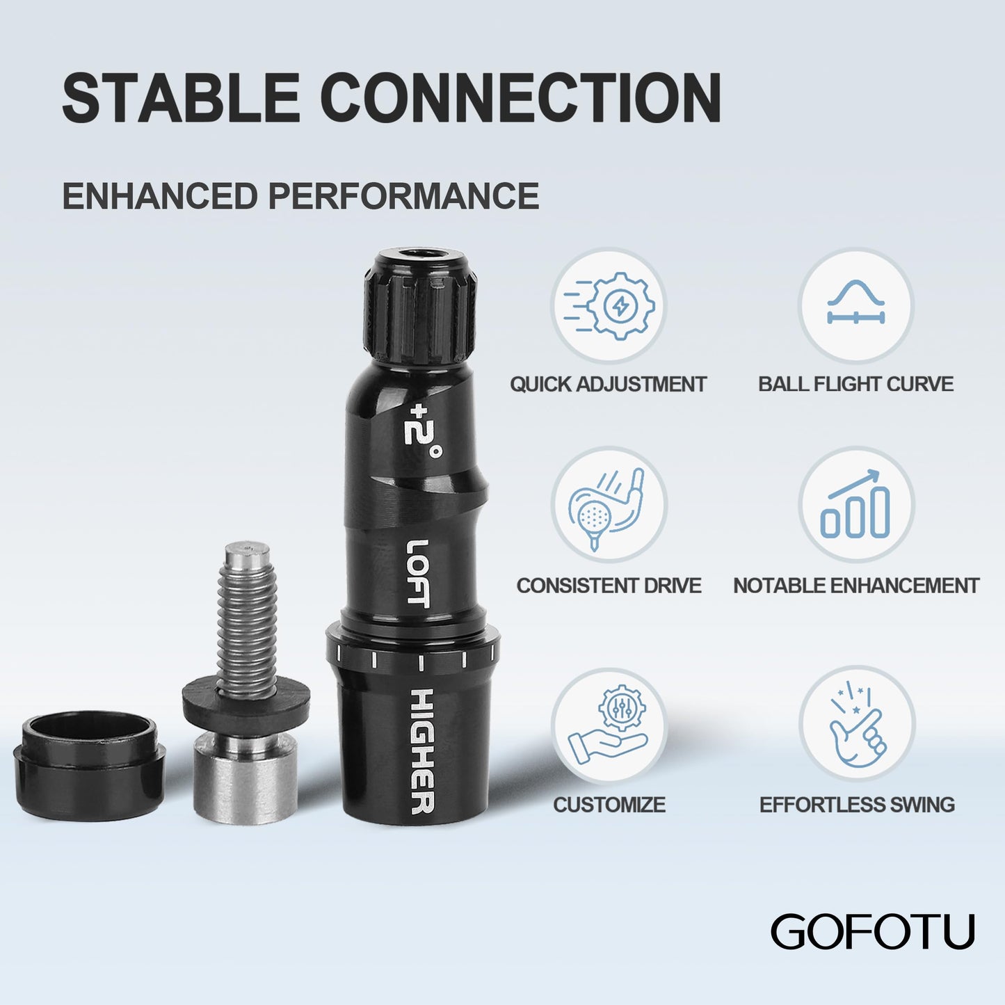 Gofotu Golf Shaft Adapter Sleeve .335 Tip Driver Fairway RH Compatible with Taylormade Qi4D,Qi35,Qi10,M1 M2 M3 M4 M5 M6 SIM SIM2 R15, Stealth2, Stealth,BRNR Mini Driver Black