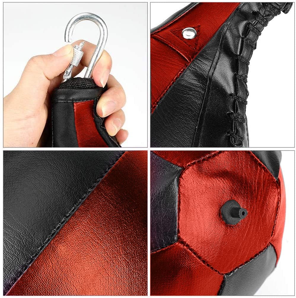 Kvittra Speed Punching Bag, Leather MMA Speed Bag Striking Bag Kit with Hanging Swivel Workout Speedball Kicking Platform Equipment