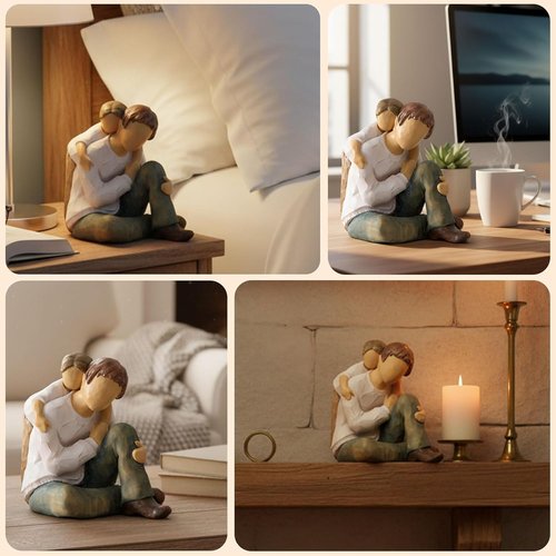 NAN ZAI NAN FANG Father-Daughter Figurine - Personalized Resin Sculpture for Dad | 4.7” Hand-Painted Gift