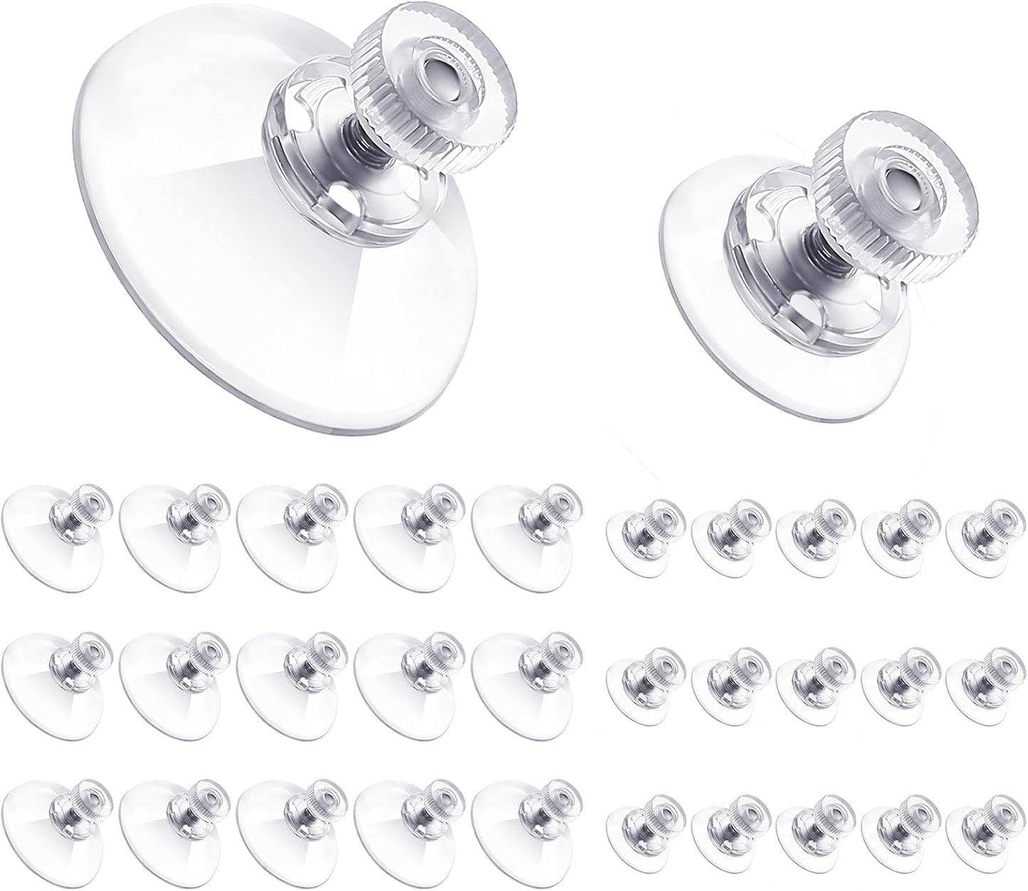 Teenyyou Adhesive Suction Cups - 30 Pack Clear PVC Sucker Pads for Window, Wall & Car Decor | 25mm/40mm