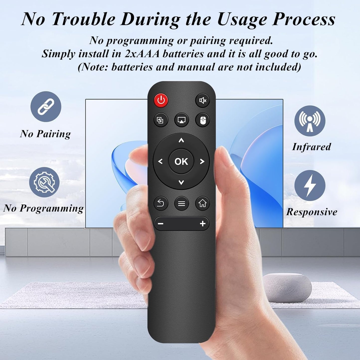AOERUOW P2 Replacement Remote Control Compatible with FEARWIKY Portable Mini Movie Projector