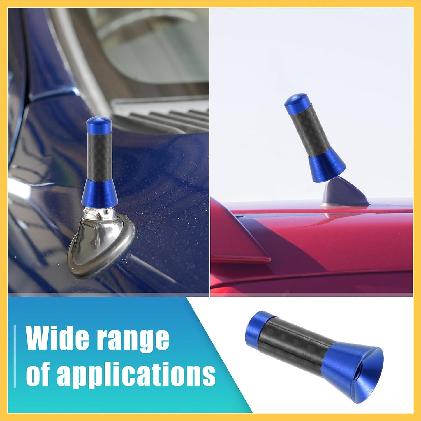 REPAIROCK 1 Set 3.5cm 1.38 Inch Car AM FM Radio Signal Antenna Mast Universal Blue Carbon Fiber Pattern Black Auto