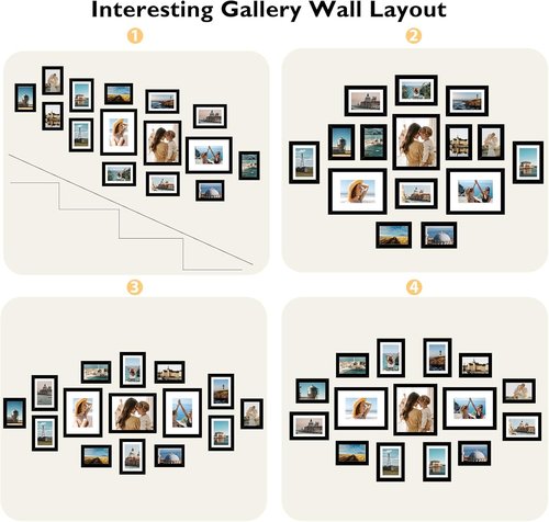 JCJMY Picture Frames Set - 15 Pack Collage Wall Decor for Family Photos | Multi Sizes in Black