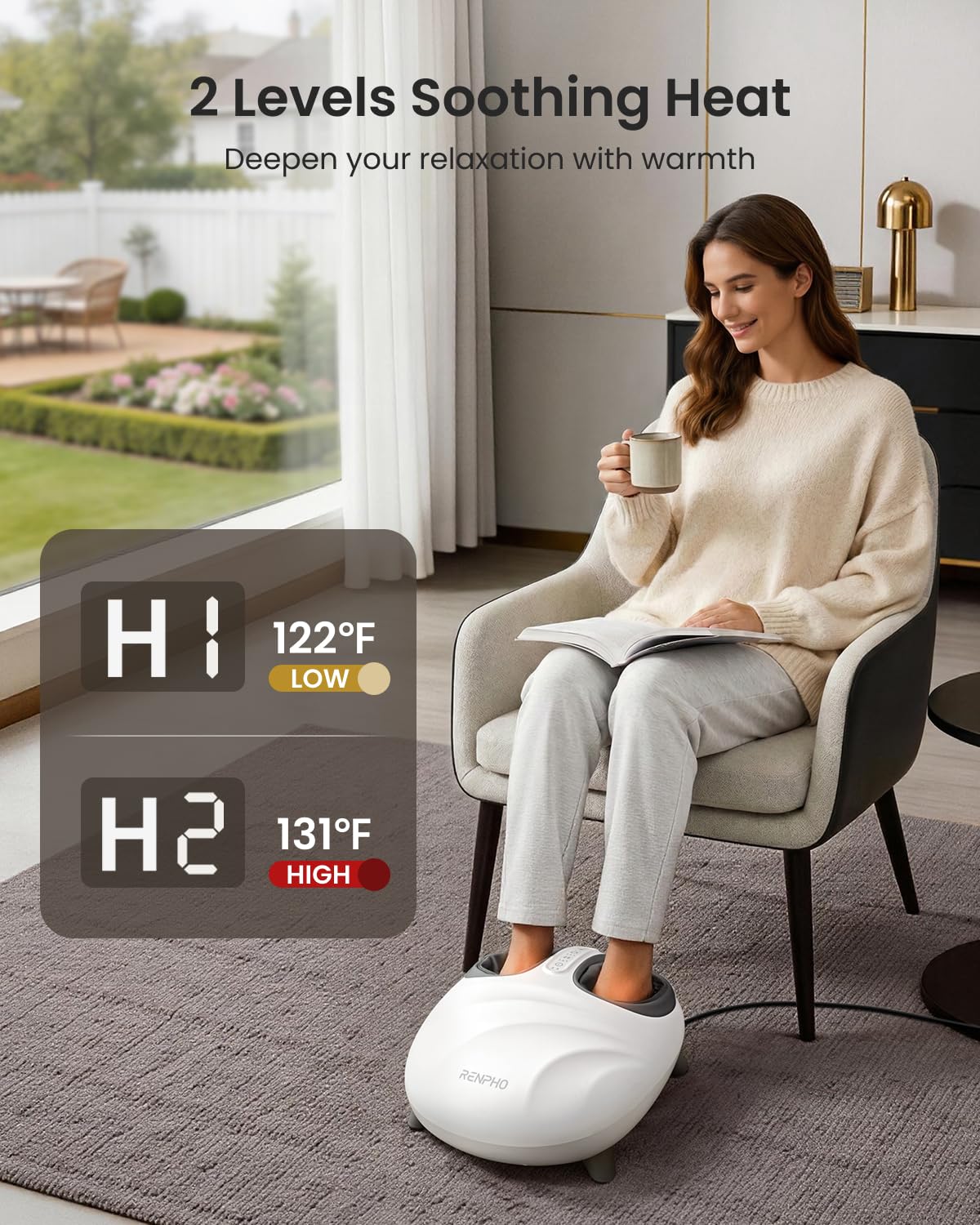 RENPHO Shiatsu Foot Massager with Pressure Monitor Tech, Full-Foot Massage Machine with Kneading & Compression for Plantar Fasciitis, Fathers Day Massager, Birthday Gifts for Women Men Dad Husband