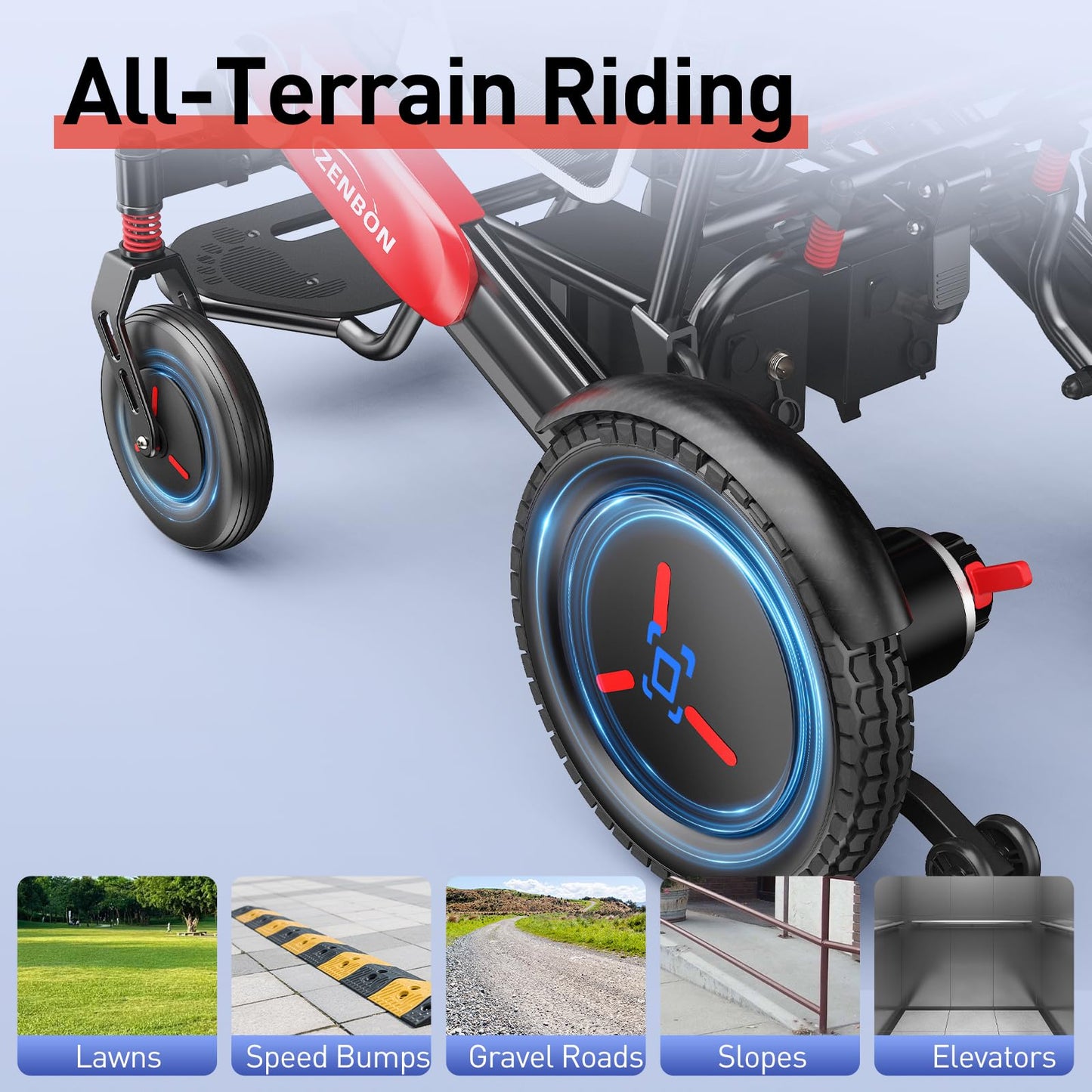 Electric Wheelchairs for Adults ZENBON, 30 Miles Cruise Range, Manual Foldable Powered Wheelchair, Intelligent Motorized Wheelchairs for Seniors, Portable All Terrain Electric Mobility Chair 632A