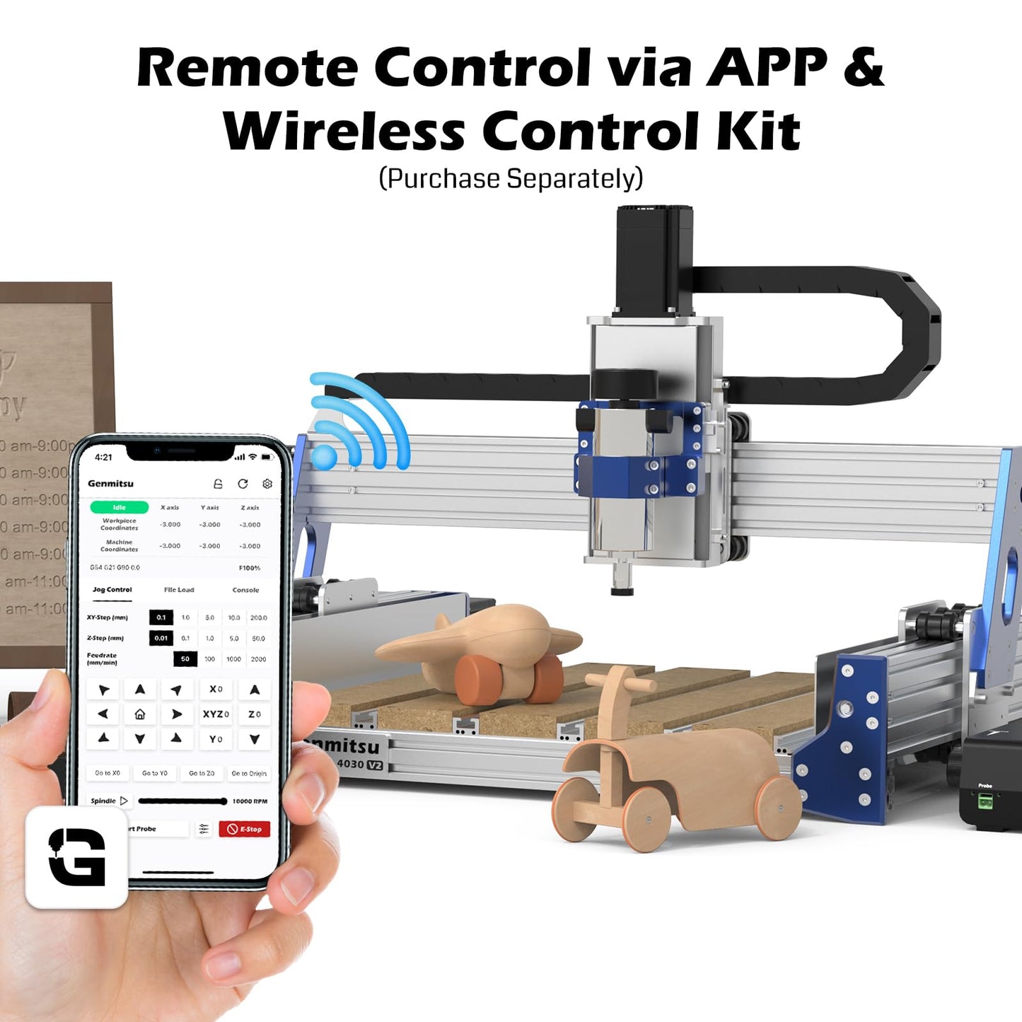 Genmitsu CNC Router Machine PROVerXL 4030 V2, Fast Speed for Wood Metal Acrylic PCB MDF + 710W CNC Compact Router Spindle Motor with LCD Digital Display