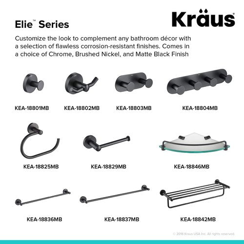 Kraus Elie Corner Bathroom Shelf, Matte Black Finish, KEA-18846MB