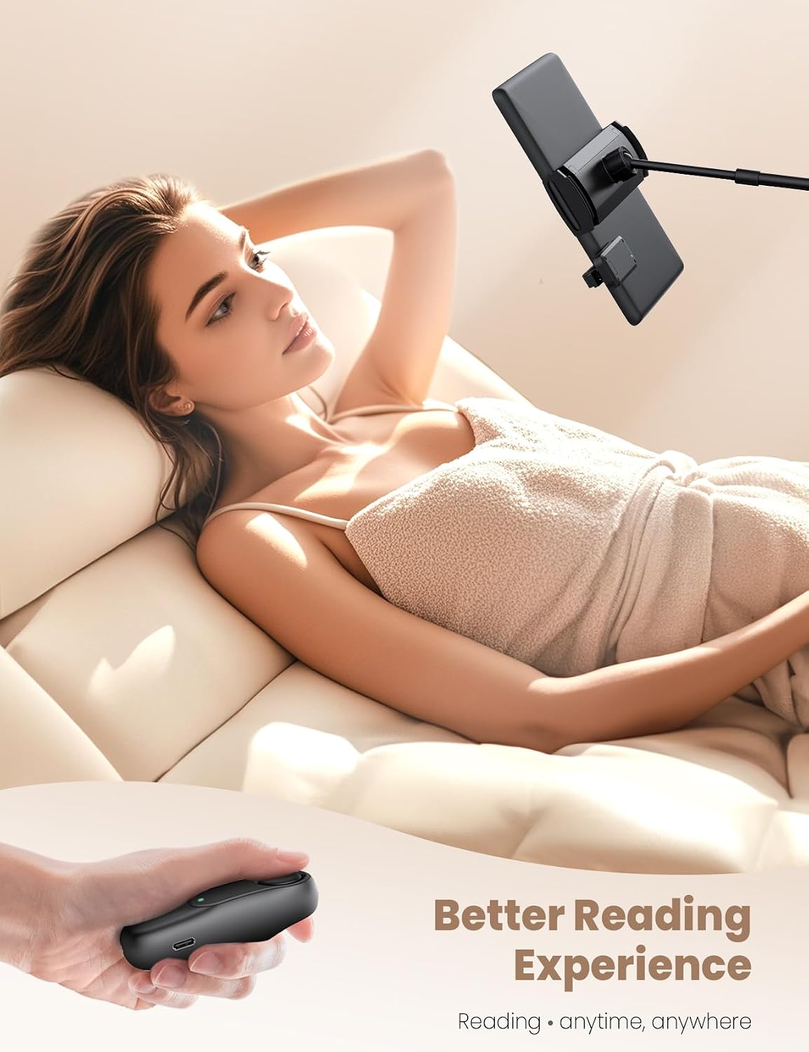 YUMAZLA Remote Control Page Turner for Kindle Paperwhite Oasis Kobo eReaders, Ergonomic Remote Control Clicker