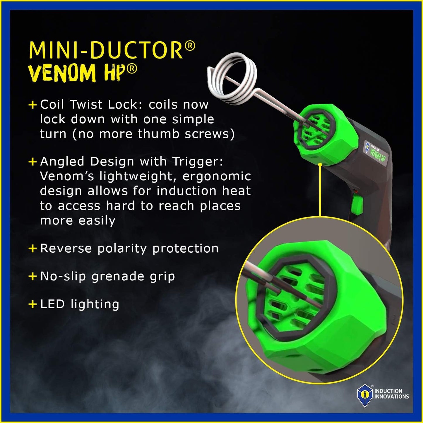 Induction Innovations - Mini-Ductor Venom HP (MDV-787) - Handheld Induction Heater with 3 Basic Coils, Rugged Carrier Case & Operations Manual to Safely Remove Nuts, Bolts, Bearings, & More