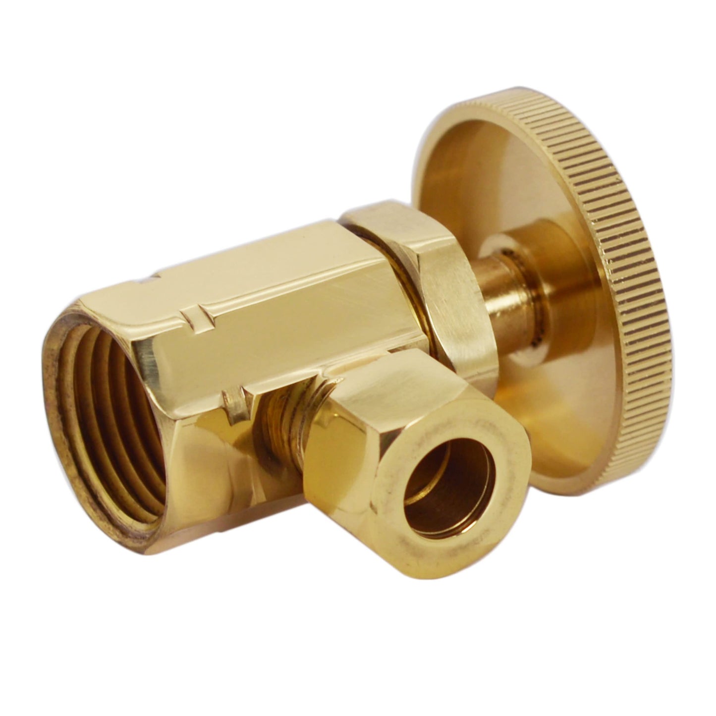 Westbrass D103K12-6-01 1/2" IPS x 3/8" OD x 12" Corrugated Riser Supply Line Kit with Round Handle Angle Supply Shut Off Valve for Faucet and Toilet, Polished Brass (6-Pack)