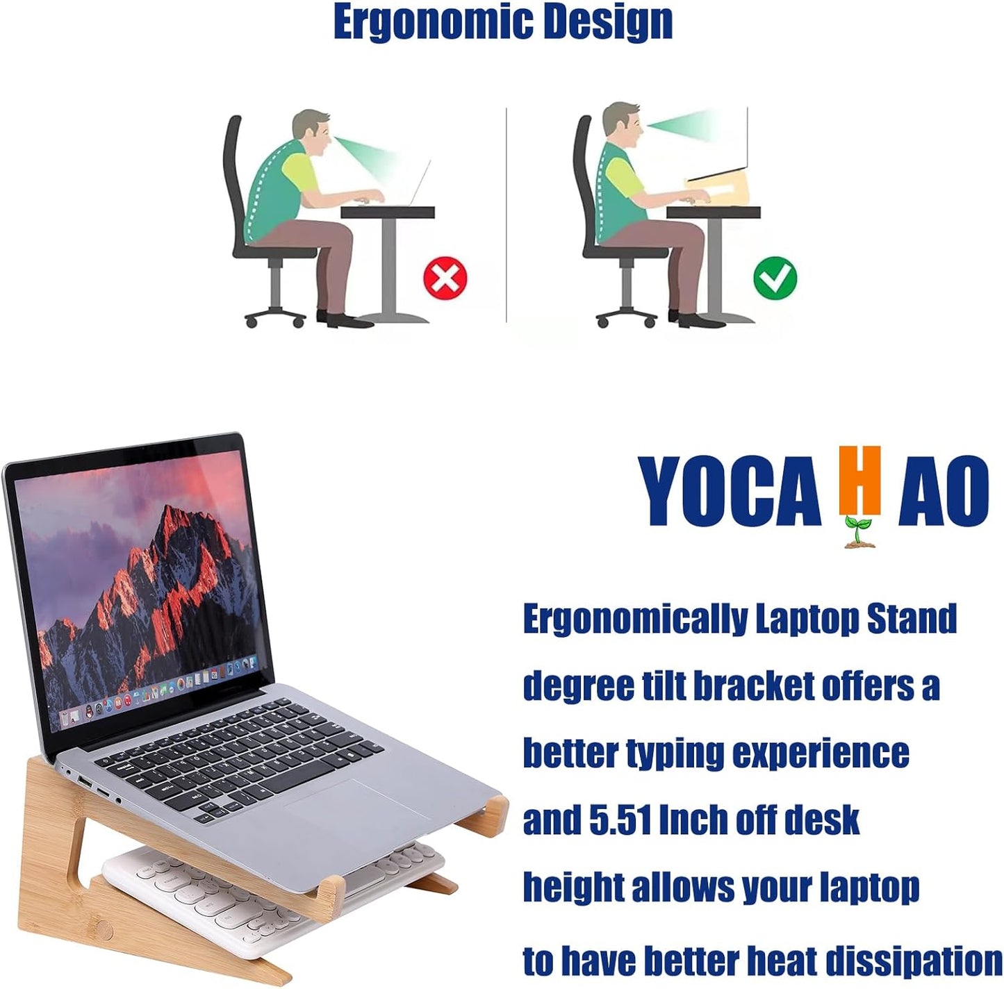 YOCAHAOY 13-18.6in pro/HP/Pixelbook/Lenovo,More Wooden Laptop Stand Vertical Laptop for Bamboo Stand for Desk,Laptop