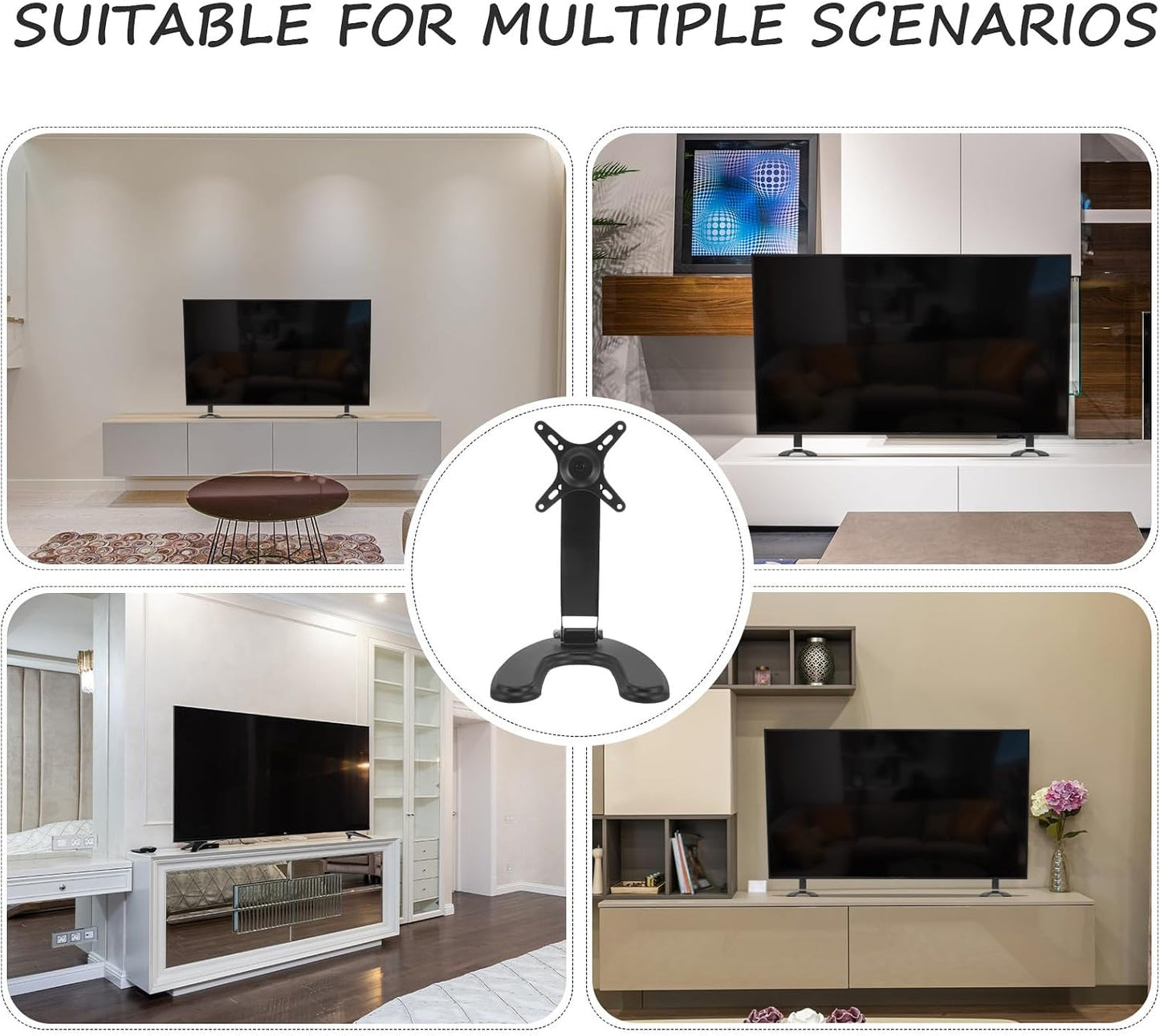 DIKACA 14-27 Inch Universal Tv Stand Base for LCD Tvs Without Drilling Compatible Monitor Mount for Home and Office Use