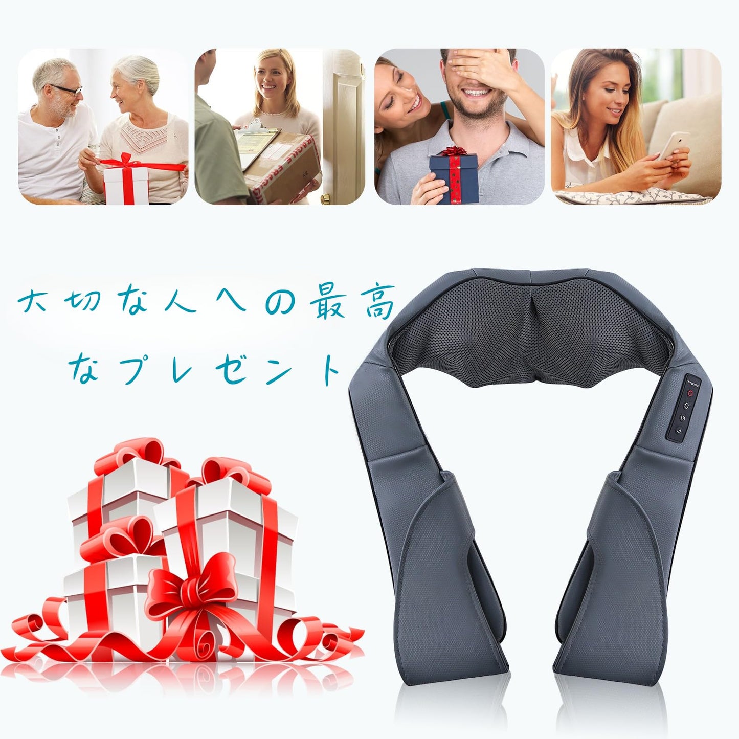 TRIDUCNA Shiatsu Neck Back and Shoulder Massager with Heat - Electric Deep Tissue 3D Kneading Massage Pillow for Lower Back, Calf, Legs, Full Body Muscle Relaxation, Home, Office, and Car Use