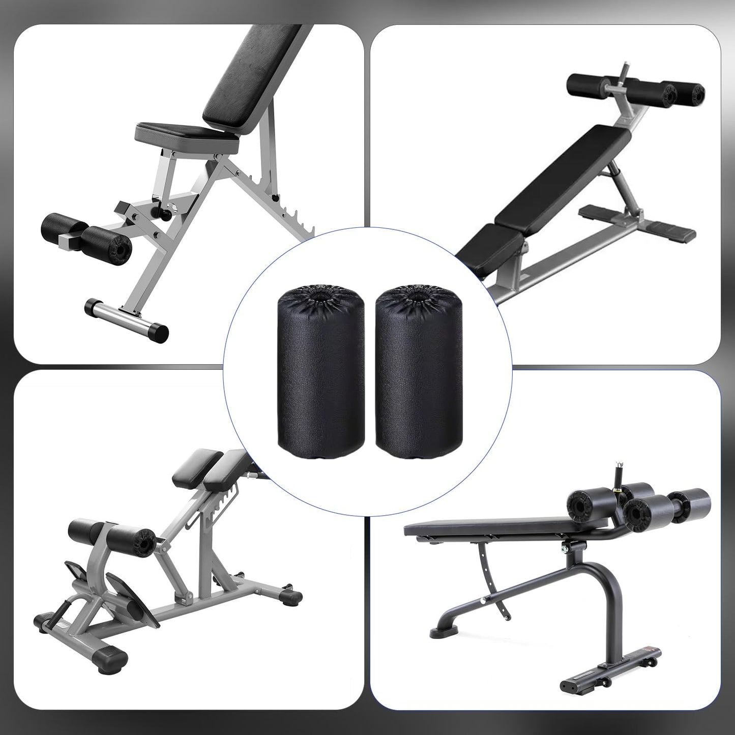 2PCS High-Resilience Leg Extension Pad Replacement for Gym Machines, Stable High-Support Foam Roller, Durable No Peel or Crumble for Leg Curl, Bench, Inversion Table