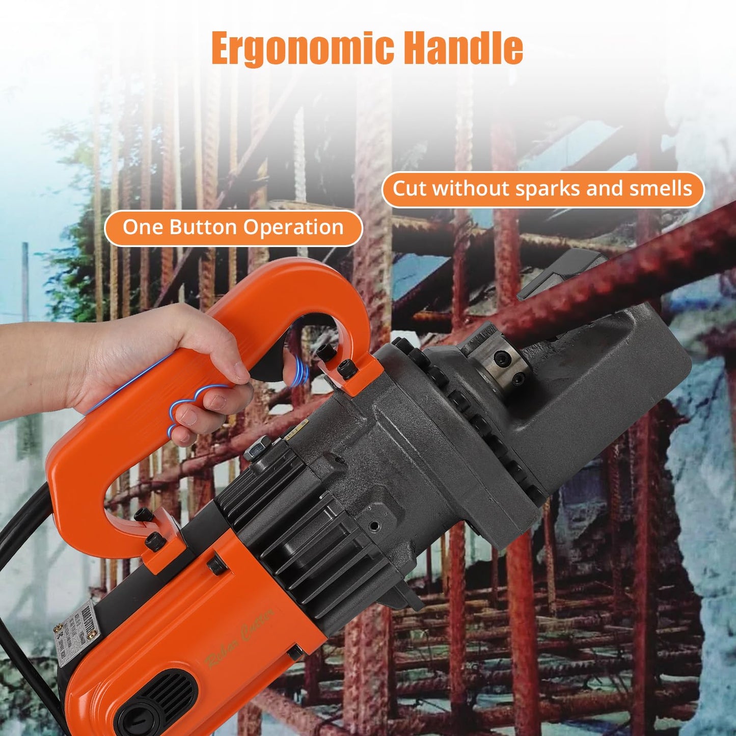 Electric Hydraulic Rebar Cutter, 1250W 110V, Cutting up to 3/4 in #6 4-20 mm Rebar, Steel, with Blades, Cutting Speed 3-3.5S, Concrete Construction Tools Heavy Duty (1250W RC-20)