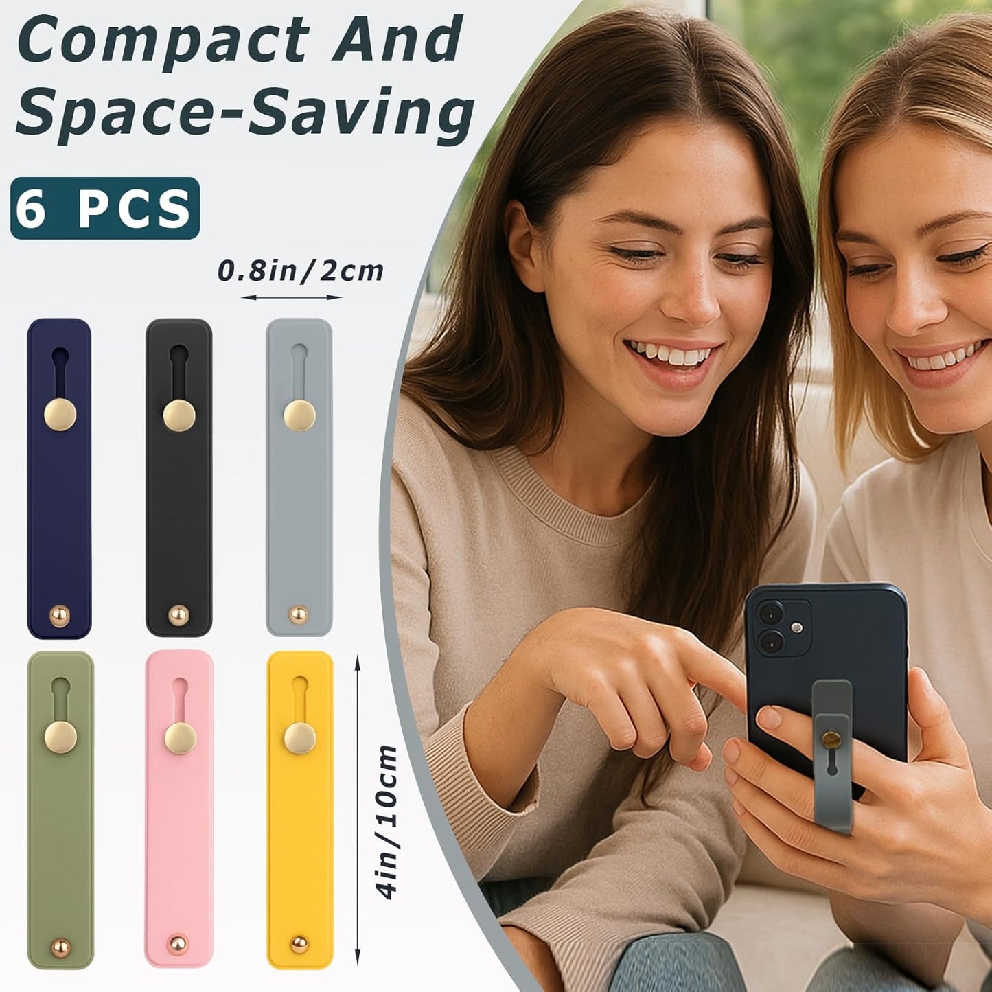Brvlsoc 6-Pack (6 Telescopic Phone Grip Holders with Finger Strap Stand Universal Kickstand for Smartphones and Tablets