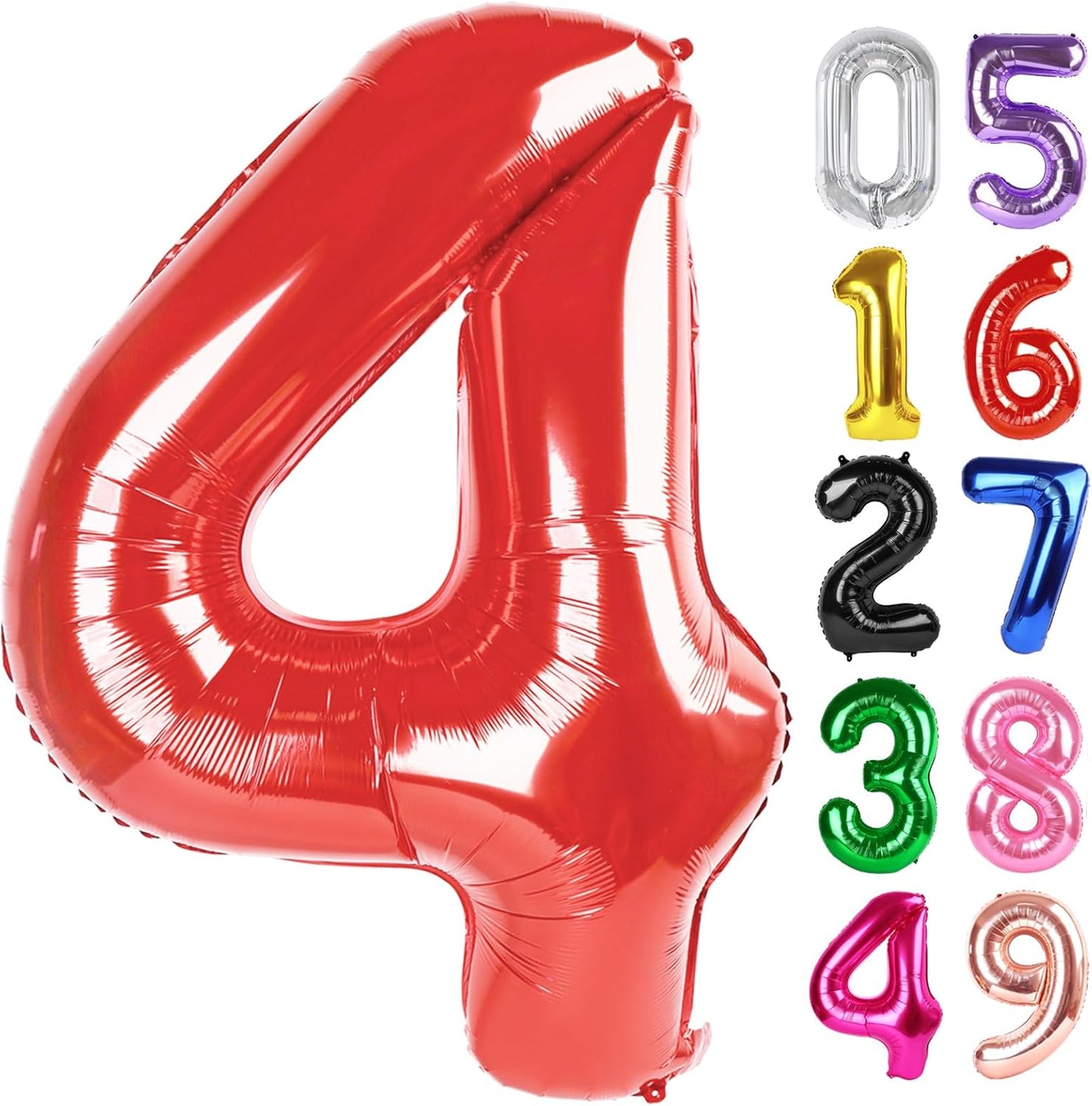Red Number 4 Balloon - 40 Inch Giant Foil Balloon for 4th Birthday Party Decorations