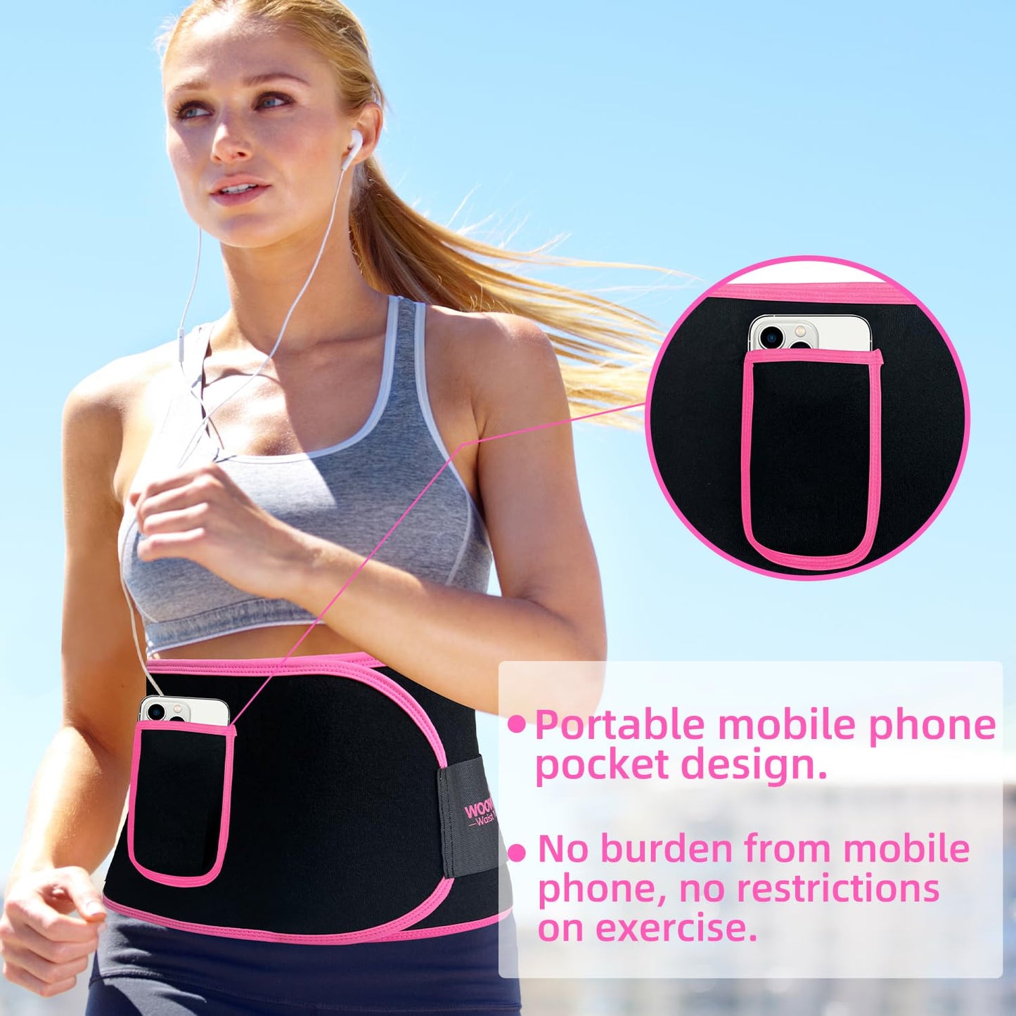 Waist Trainer for Women & Men, Sweat Band for Stomach Weight Loss, Sweat Belt for Women Lower Belly Fat-Pink-M