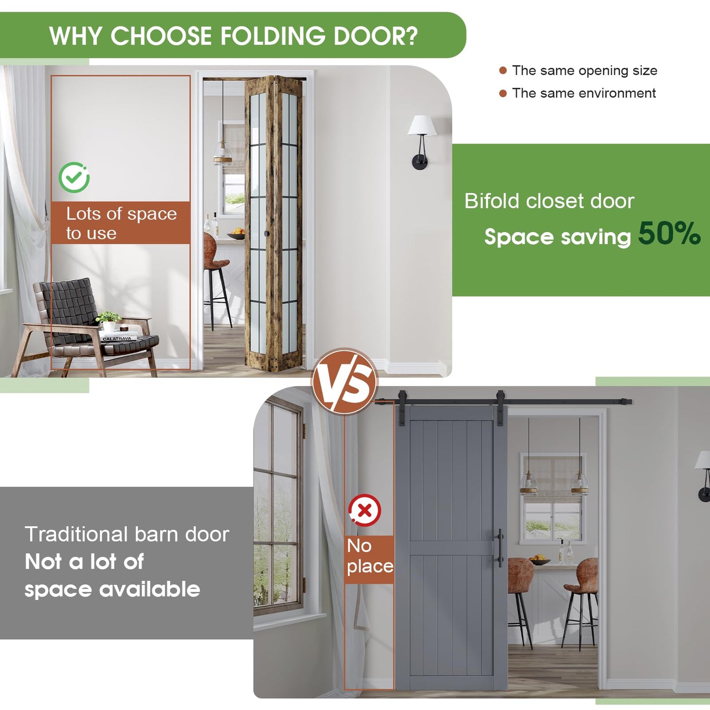CEAKIAN Preassembled Bifold Closet Doors for 36" X 80" Opening, Country Style,Space Saving, Tempered Frosted Glass with Black Cross Grid, Bi folding Barn Door with Concealed Hardware Kit, Easy Install