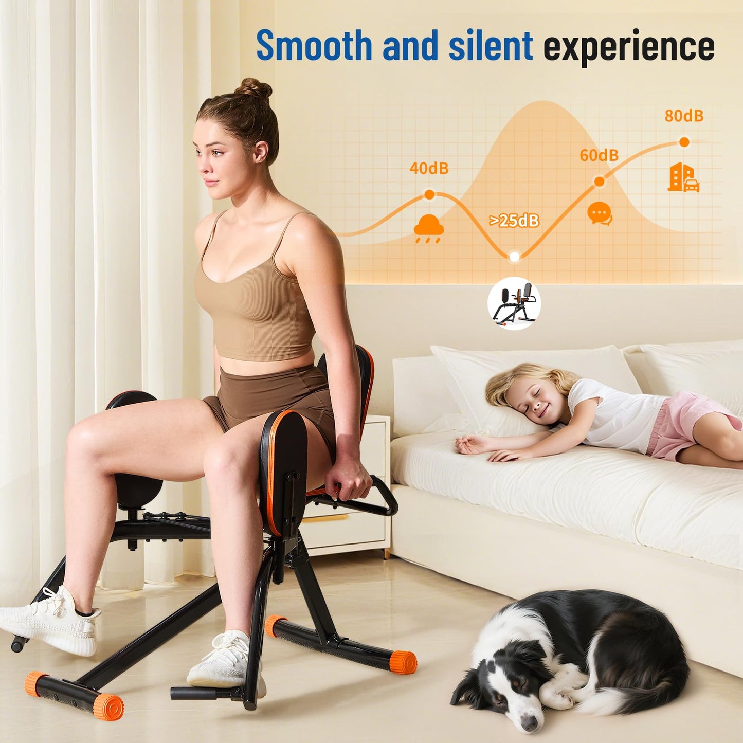 HXD-ERGO Hip Abductor Machine for Home Gym, 6-Level Glute Machine & Thigh Workout Equipment, Booty Builder with Plush Padding, Compact Leg Exercise Euipment for Women & Men