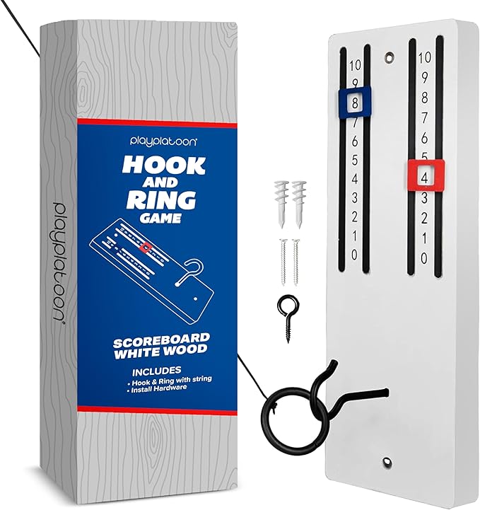 Play Platoon Hook and Ring Toss Bar Game for Adults - Wood Toss Ring Game for Adults - Perfect Home, Basements, & Bar Gifts