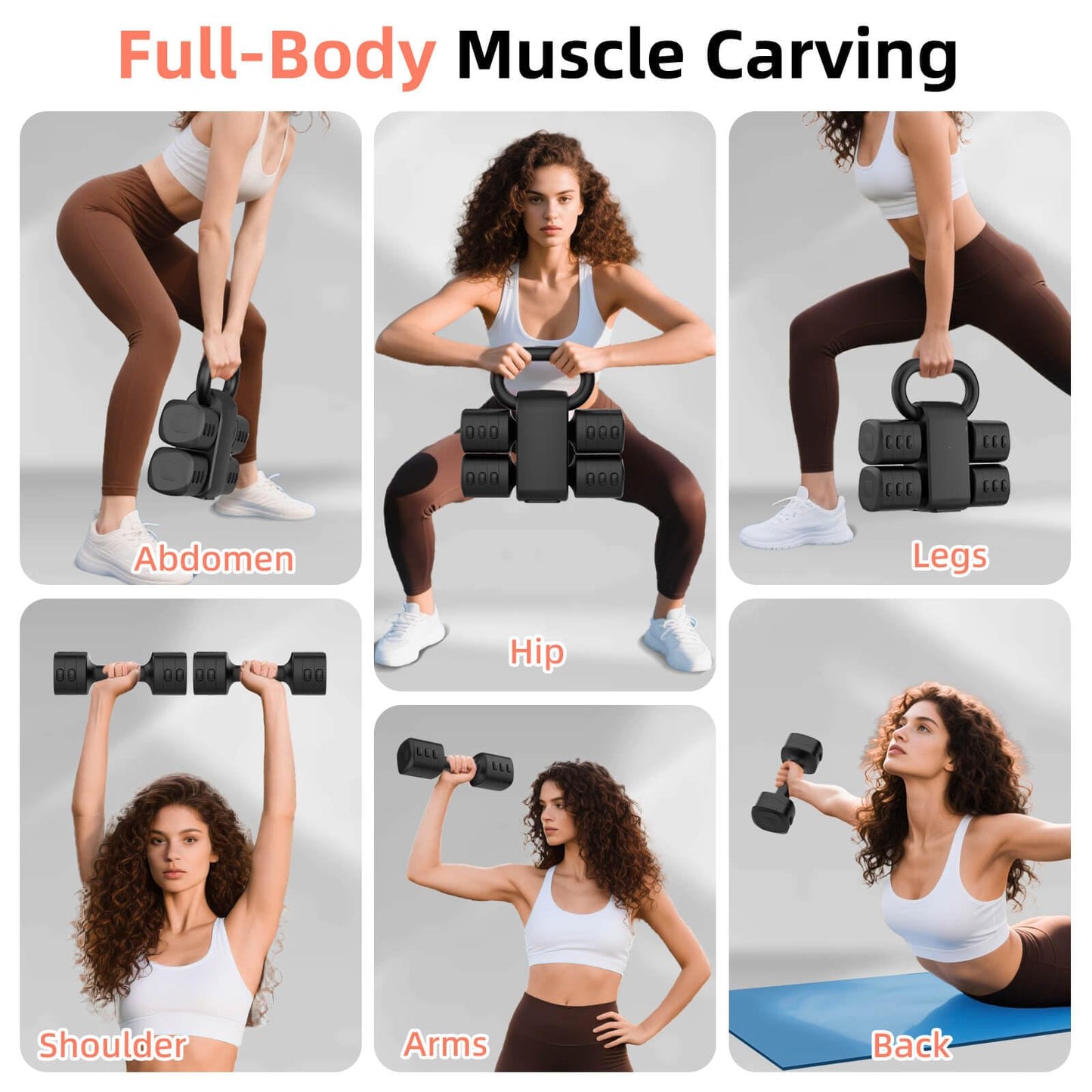 Nimsqury 2-in-1 Adjustable Dumbbell Set, Upgraded 4 Levels Hand Weights for Women Men, Each 2.2/3.3/4.4/5.5lb, Convertible Weights Dumbbells and Kettlebell Set for Home Gym Exercise & Fitness