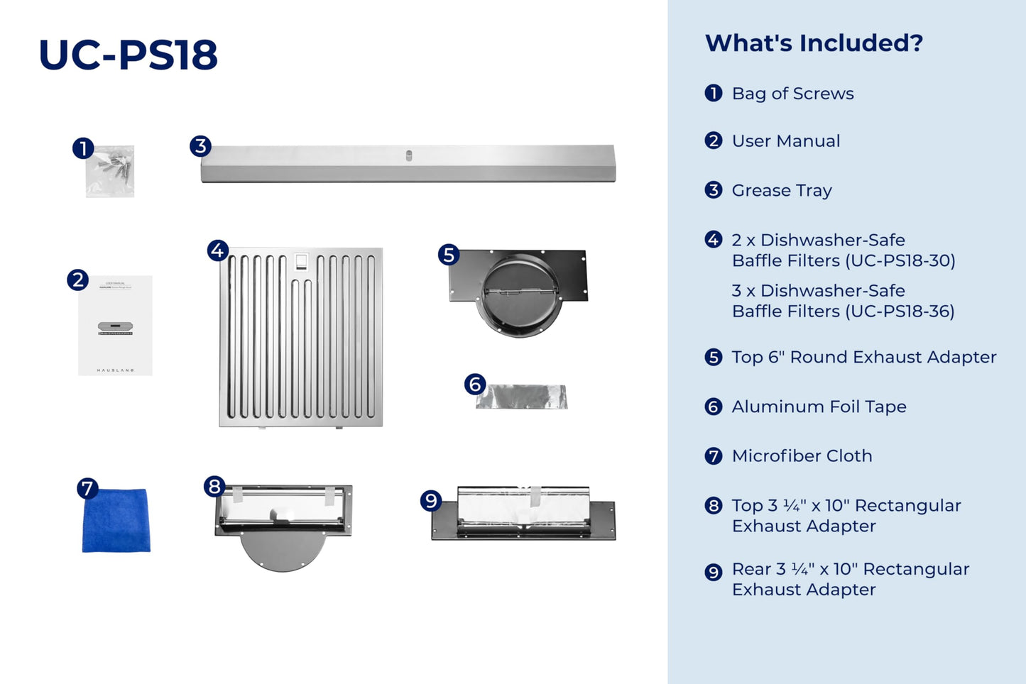 Hauslane Range Hood 30 Inch - Ducted Under Cabinet Range Hood 30" Stainless Steel Kitchen Hood, 6 Speed Vent Hood 30 Inches, Stove Vent Hood for Kitchen, Vent Hoods 30 Inch with LED - Chef Series PS18