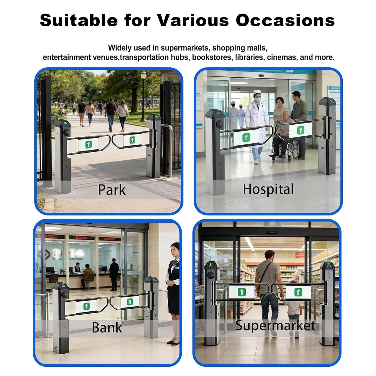 Public Entrance Automatic Turnstile with Radar Sensing - 90° Swing Gate for Transportation Hubs & Retail, Featuring Reverse Alarms & LED Indicators, One-Way Entry Access Control System